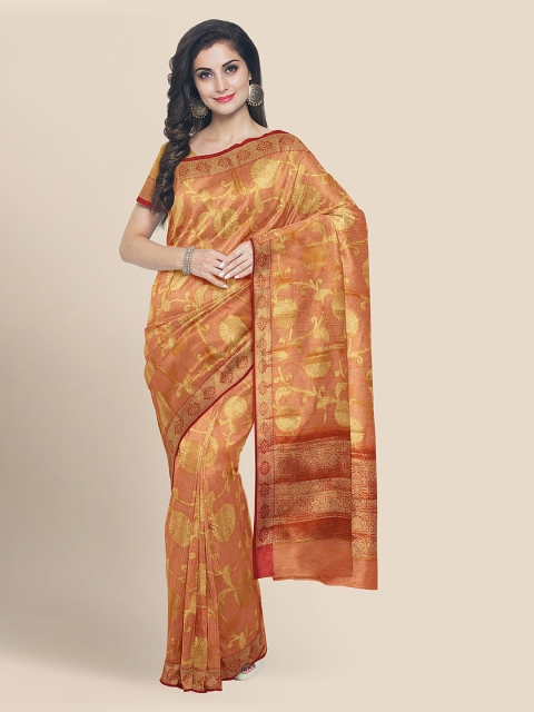 

KLM Fashion Mall Orange Silk Cotton Woven Design Banarasi Saree
