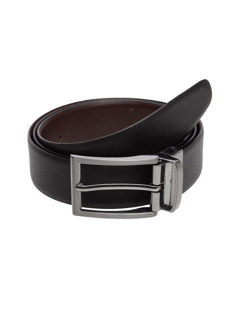 

WELBAWT Men Black & Brown Textured Leather Slim Reversible Belt