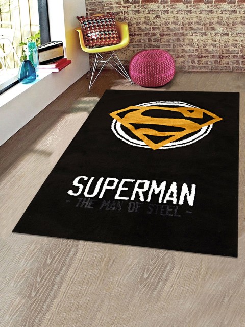 

Saral Home Black & Beige Superman Printed Anti-Slip Carpet