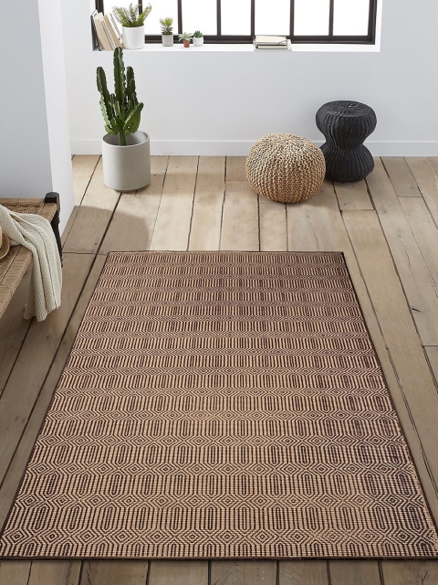 

Saral Home Beige & Brown Geometric Printed Anti-Skid Carpet