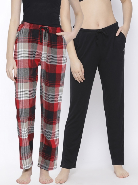 

Kanvin Women Pack Of 2 Pure Cotton Lounge Pants, Black