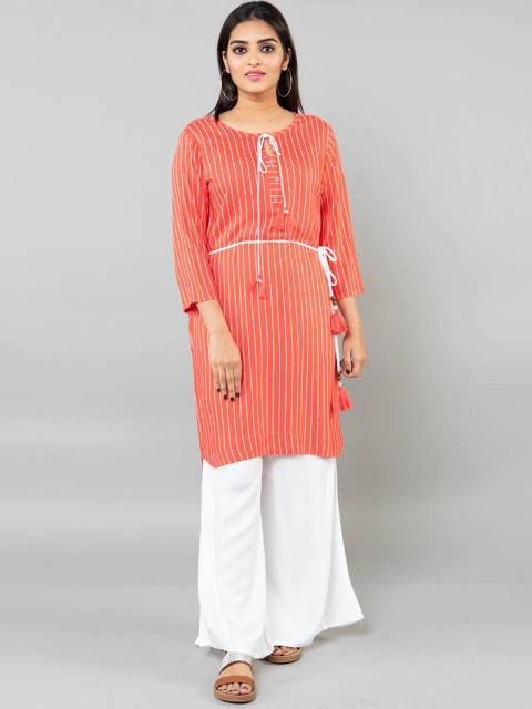 

KLM Fashion Mall Women Orange Straight Kurta