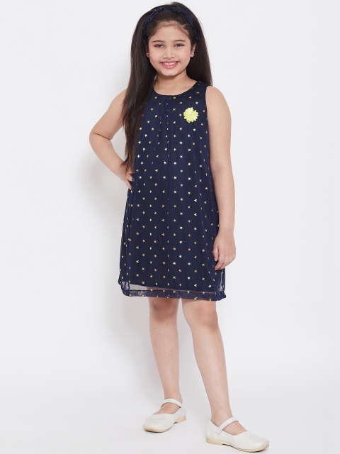 

Stylo Bug Girls Navy Blue Printed A-Line Dress