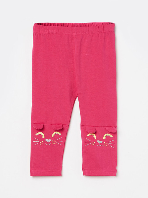 

Juniors by Lifestyle Infant Girls Fuchsia-Pink & Yellow Printed Ankle-Length Leggings