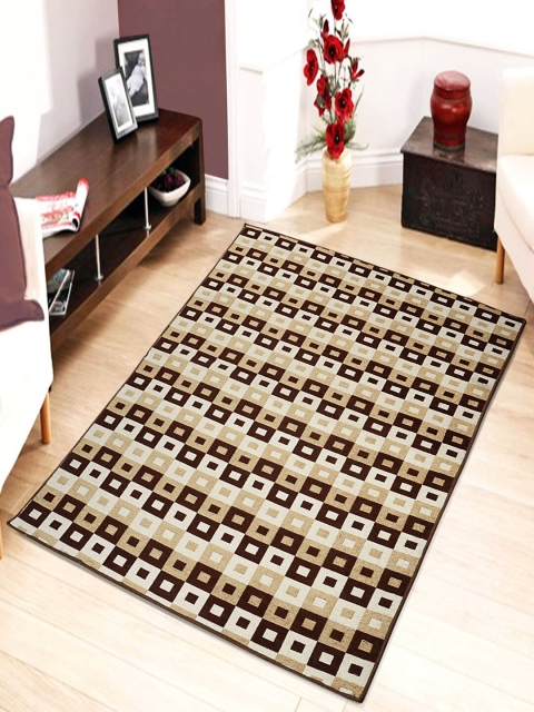 

Saral Home Beige & Brown Geometric Anti-Skid Carpet