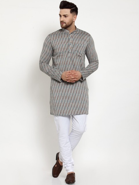 

Wintage Men Grey & Blue Printed Kurta with Pyjamas