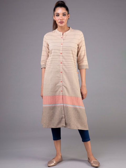 

Klm fashion mall women beige striped kurta