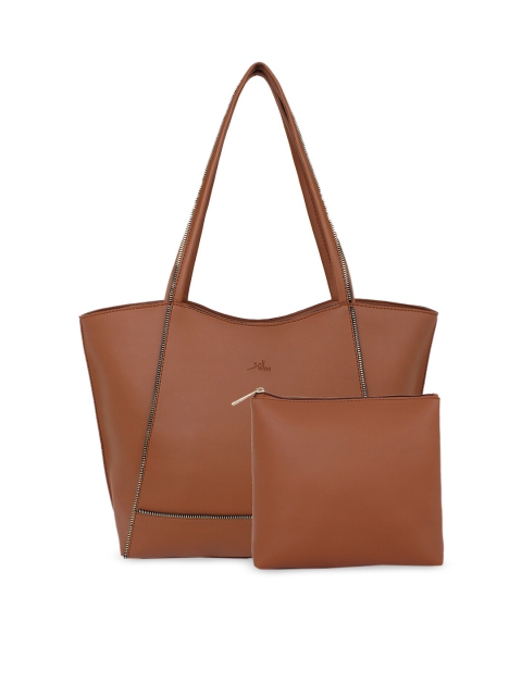 

yelloe Tan Brown Solid Shoulder Bag & Pouch