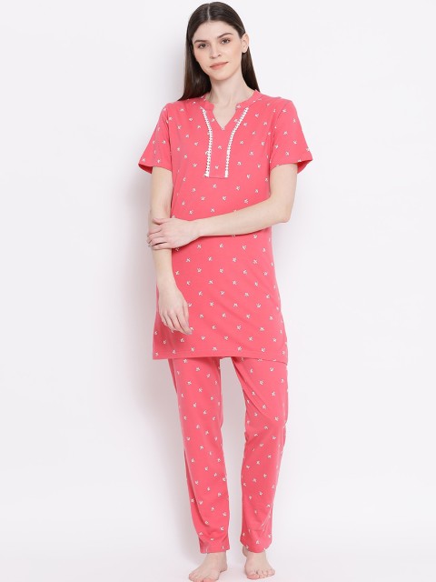 

Kanvin Women Pink Printed Night Suits