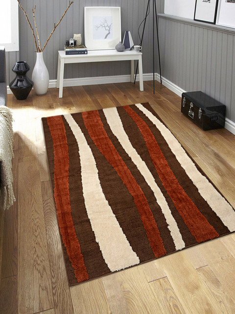 

Saral Home Brown & Beige Waves Pattern Anti-Skid Carpet