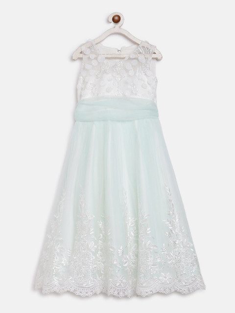 

Butterfly Blush Girls Green Self Design Maxi Dress