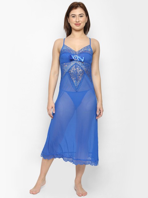 

Ms.Lingies Blue Self Design Baby Doll