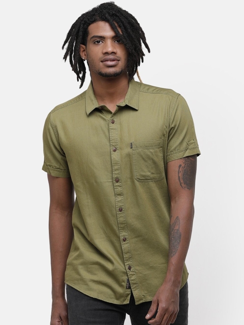 

Voi Jeans Men Olive Green Slim Fit Solid Casual Cotton Shirt