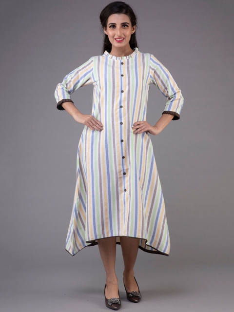

KLM Fashion Mall Women Multicoloured Striped A-Line Kurta, Multi