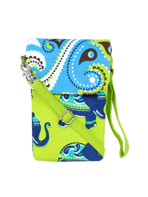 

Spice Art Women Green & Blue Printed Mobile Sling Bag