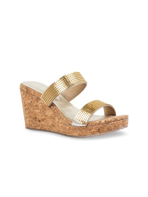 

Vanilla Moon Women Gold-Toned Embellished Leather Wedges