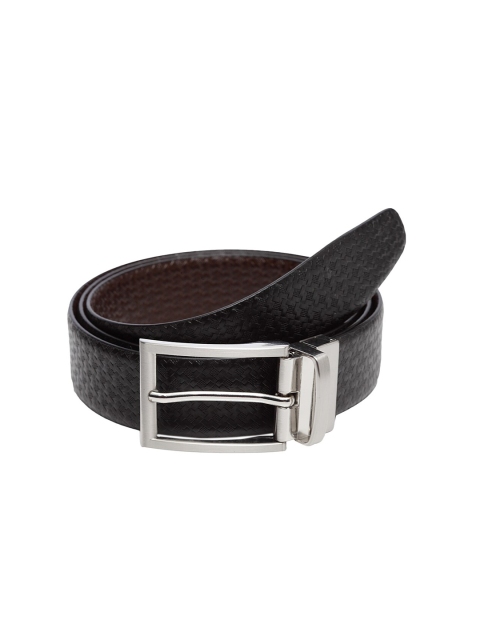 

WELBAWT Men Black & Brown Textured Leather Slim Reversible Belt