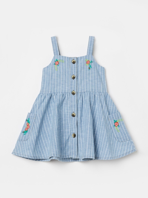 

Juniors by Lifestyle Girls Blue & White Striped Fit and Flare Dress