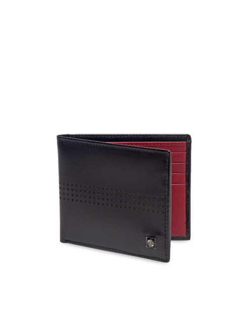 

Carlton London Men Black & Maroon Solid RFID Leather Two Fold Wallet