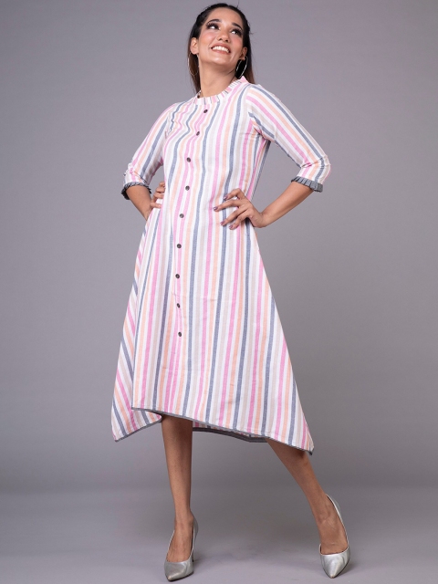 

Klm fashion mall women pink & blue striped kurta