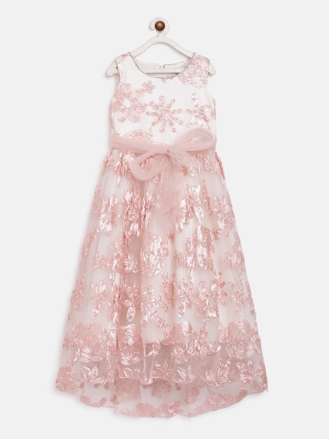 

Butterfly Blush Girls Peach-Coloured Embellished Maxi Dress