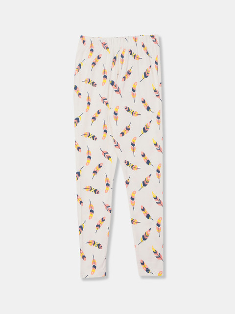 

Cherokee Girls Off-White & Peach-Colour Printed Ankle-Length Leggings