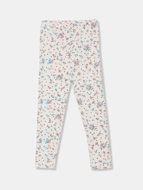 

Cherokee Girls Off-White & Blue Floral Printed Ankle-Length Leggings