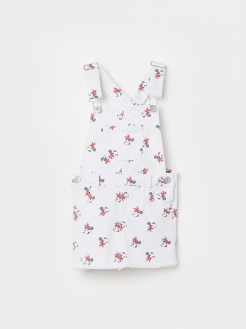 

Juniors by Lifestyle Infant Girls White & Red Printed Denim Dungarees