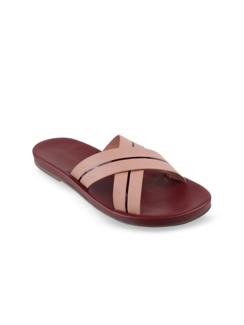 

LEMON & PEPPER Women Pink Solid PU Open Toe Flats