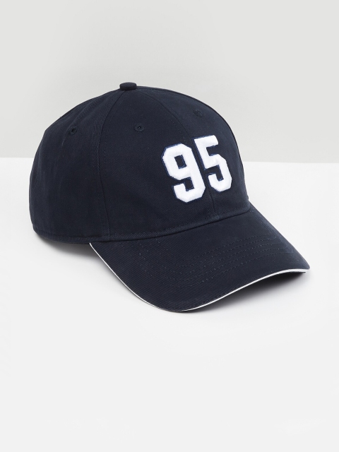 

max Men Navy Blue & White Embroidered Baseball Cap