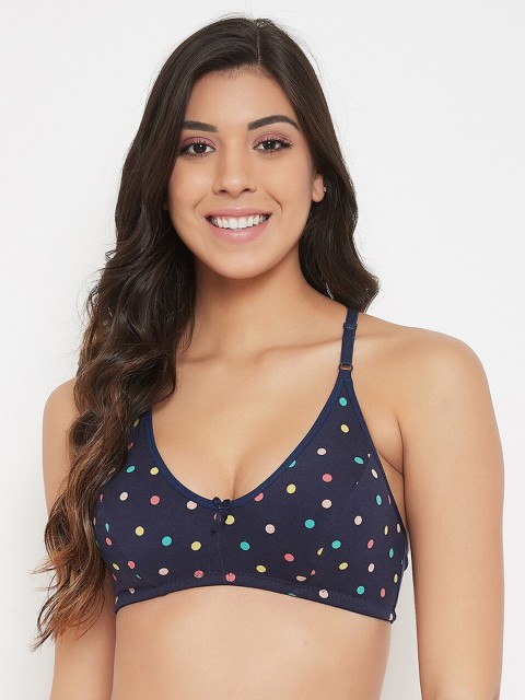 

Clovia Blue & Pink Printed Non-Wired Non Padded Everyday Bra BR1627K0832B-Blue