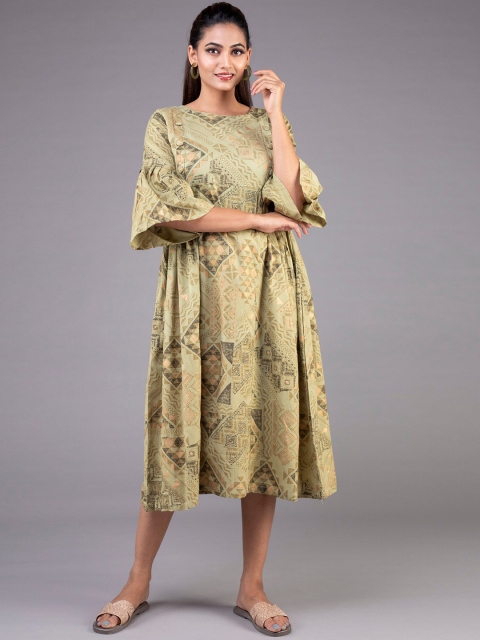 

KLM Fashion Mall Women Olive Green Bell Sleeves A-Line Kurta