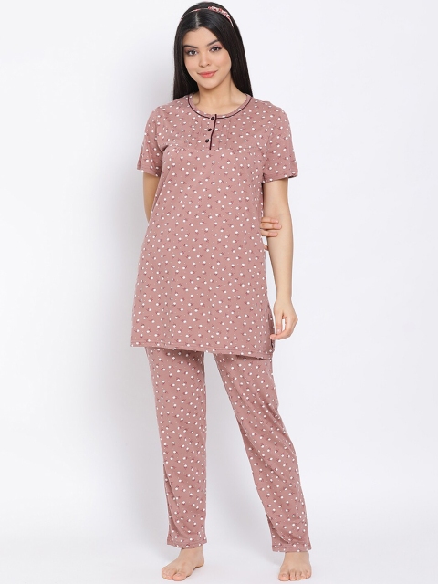 

Kanvin Women Mauve Printed Night suit