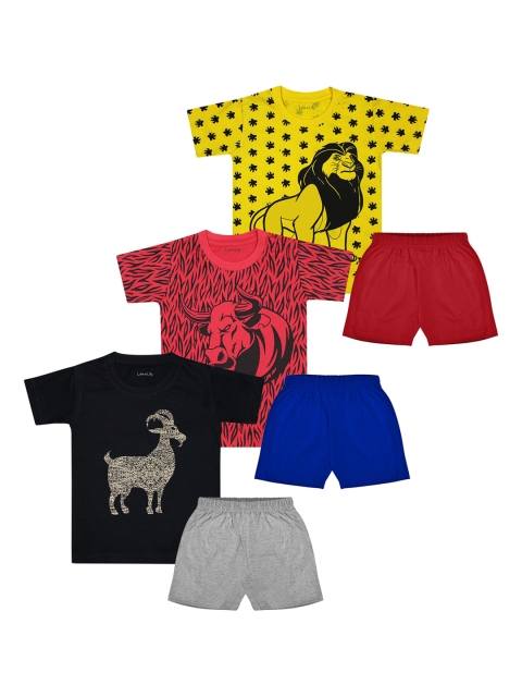 

Luke & Lilly Boys Pack of 3 Printed T-shirt with Shorts, Black