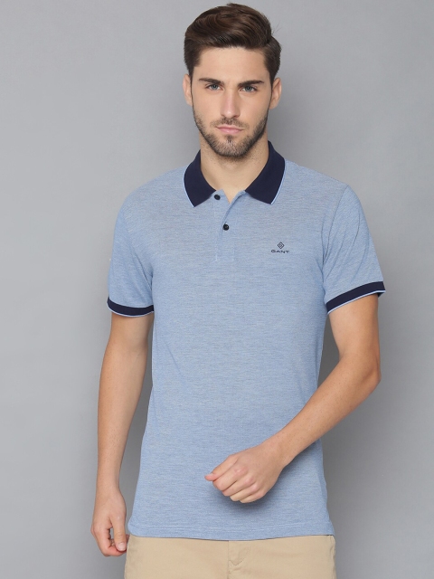 

GANT Men Blue Solid Polo Collar T-shirt