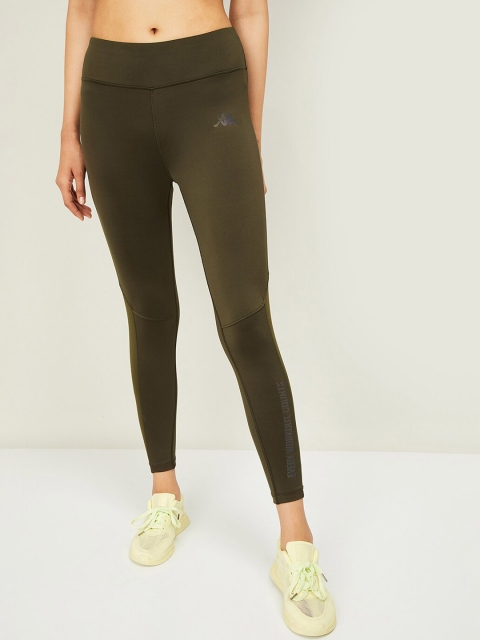 

Kappa Women Olive Green Solid Tights