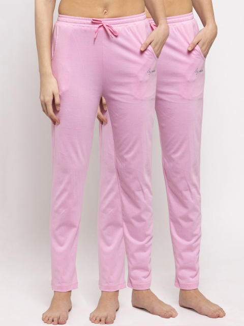 

NEUDIS Women Pack Of 2 Pink Solid Lounge Pants