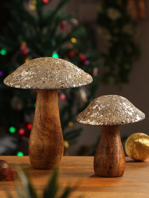 

Amoliconcepts Set Of 2 Silver-Toned & Brown Mosaic Pattern Sustainable Candle Holders