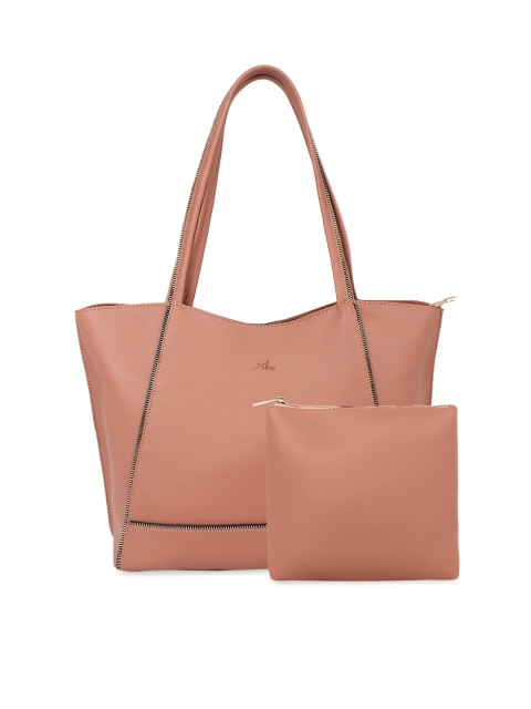 

yelloe Peach-Coloured Solid Shoulder Bag & Pouch