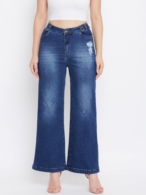 

TULIP 21 Women Blue Wide Leg Mid-Rise Mildly Distressed Jeans