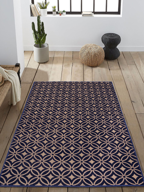 

Saral Home Blue & Beige Printed Anti-Skid Traditional Carpet