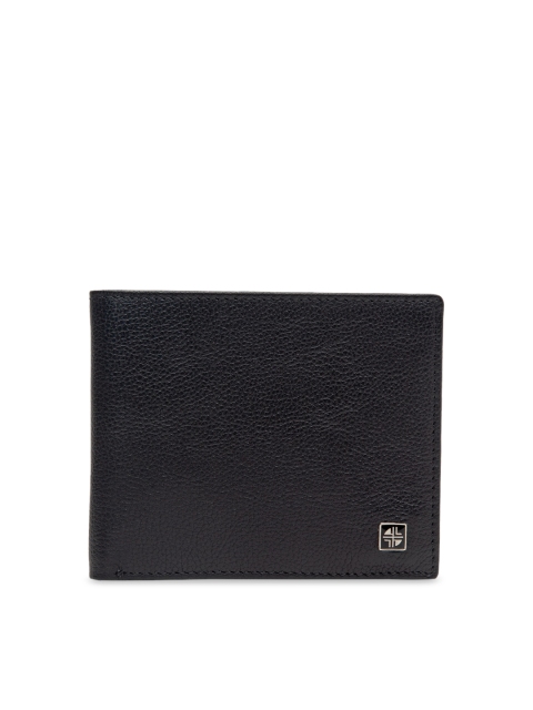 

Carlton London Men Black Textured Leather RFID Two Fold Wallet