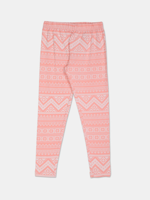 

Cherokee Girls Peach-Colored & White Printed Ankle-Length Leggings