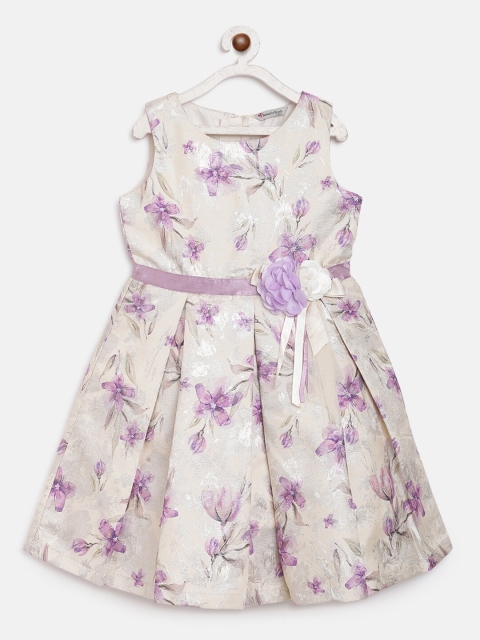 

Butterfly Blush Girls Off-White Printed Fit and Flare Dress