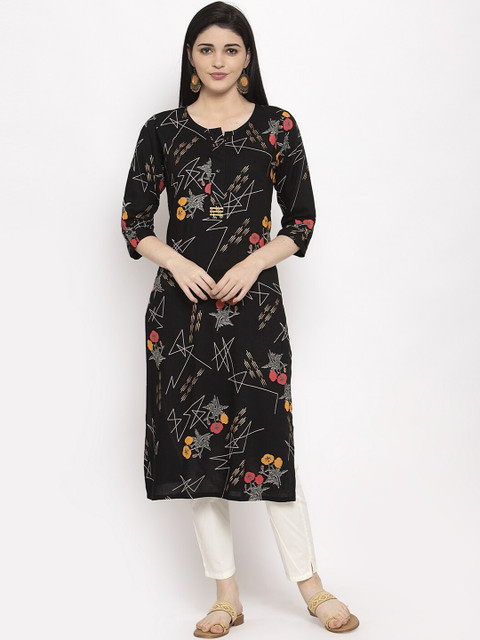 

Clora Creation Women Black & Beige Printed Kurta