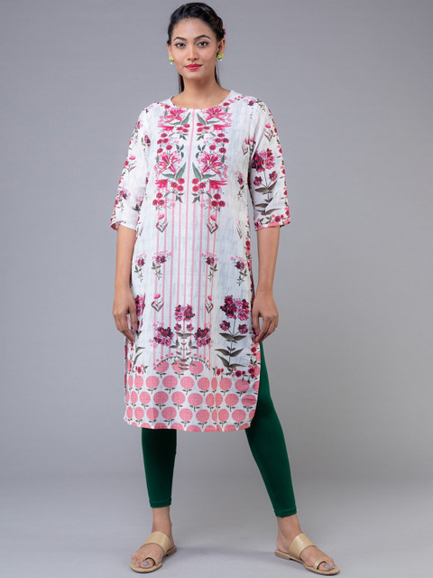 

KLM Fashion Mall Women White & Pink Kurta