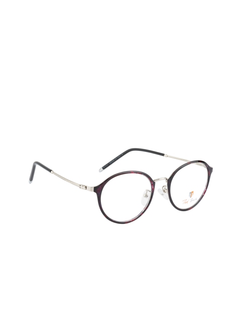 Ted Smith Unisex Purple & Silver-Toned Solid Full Rim Round Frames