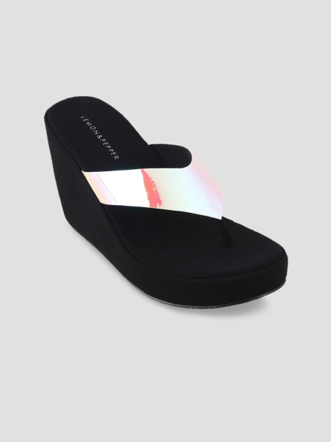 

LEMON & PEPPER Women Pink & Green Solid Velvet Platform Heels