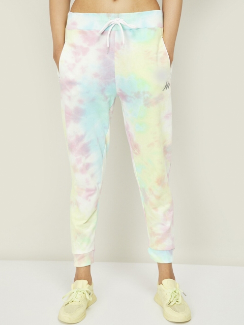 

Kappa Women White & Pink Tie & Dye Slim-Fit Joggers