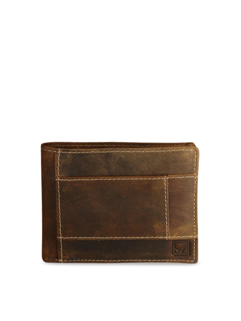 

Style SHOES Unisex Brown Solid RFID Leather Two Fold Wallet